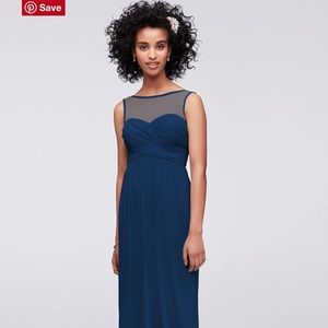 David’s Bridal Long Mesh Dress illusion sweetheart